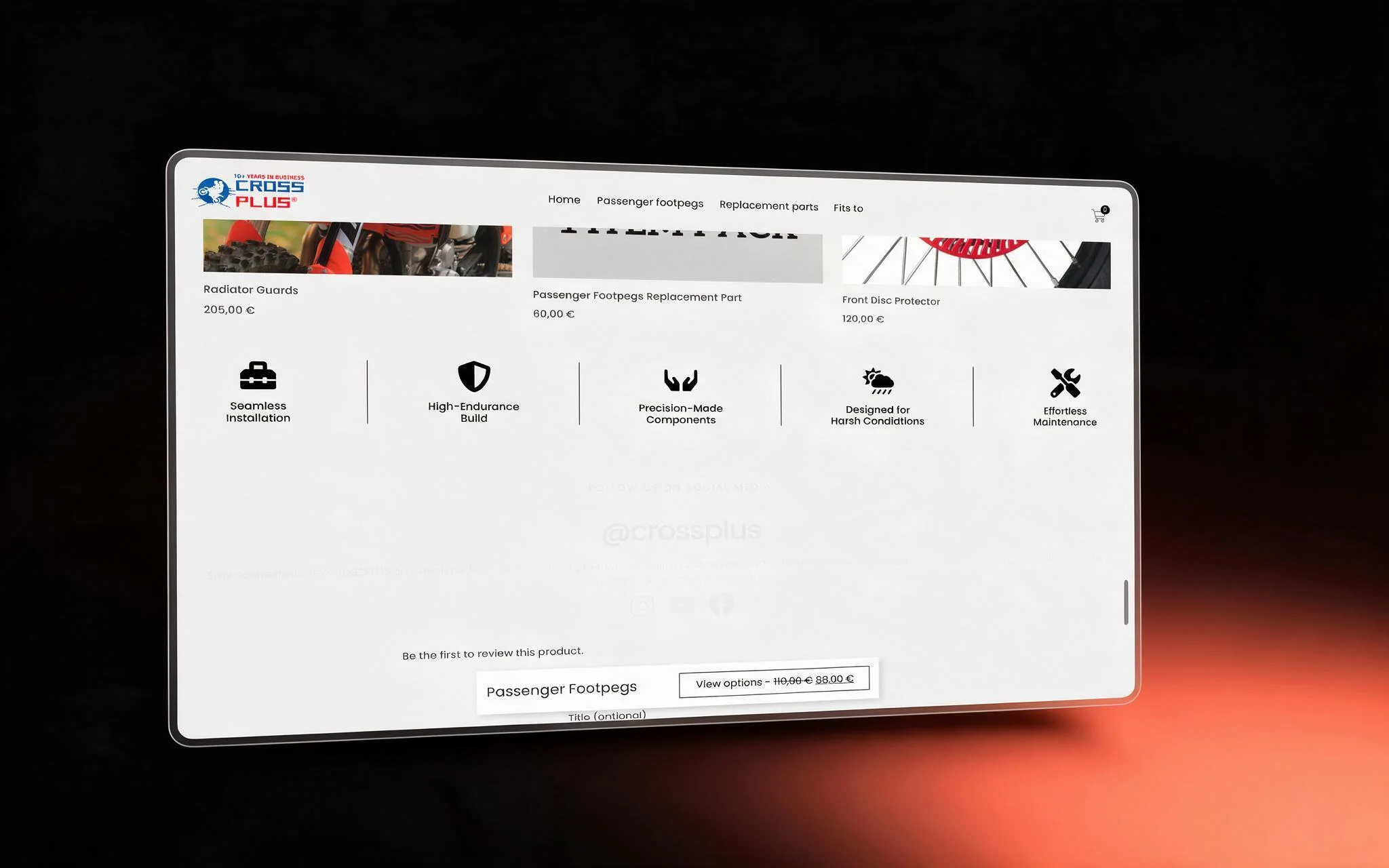 Stran izdelka CrossPlus, pomaknjena do bloka ocen našega vtičnika