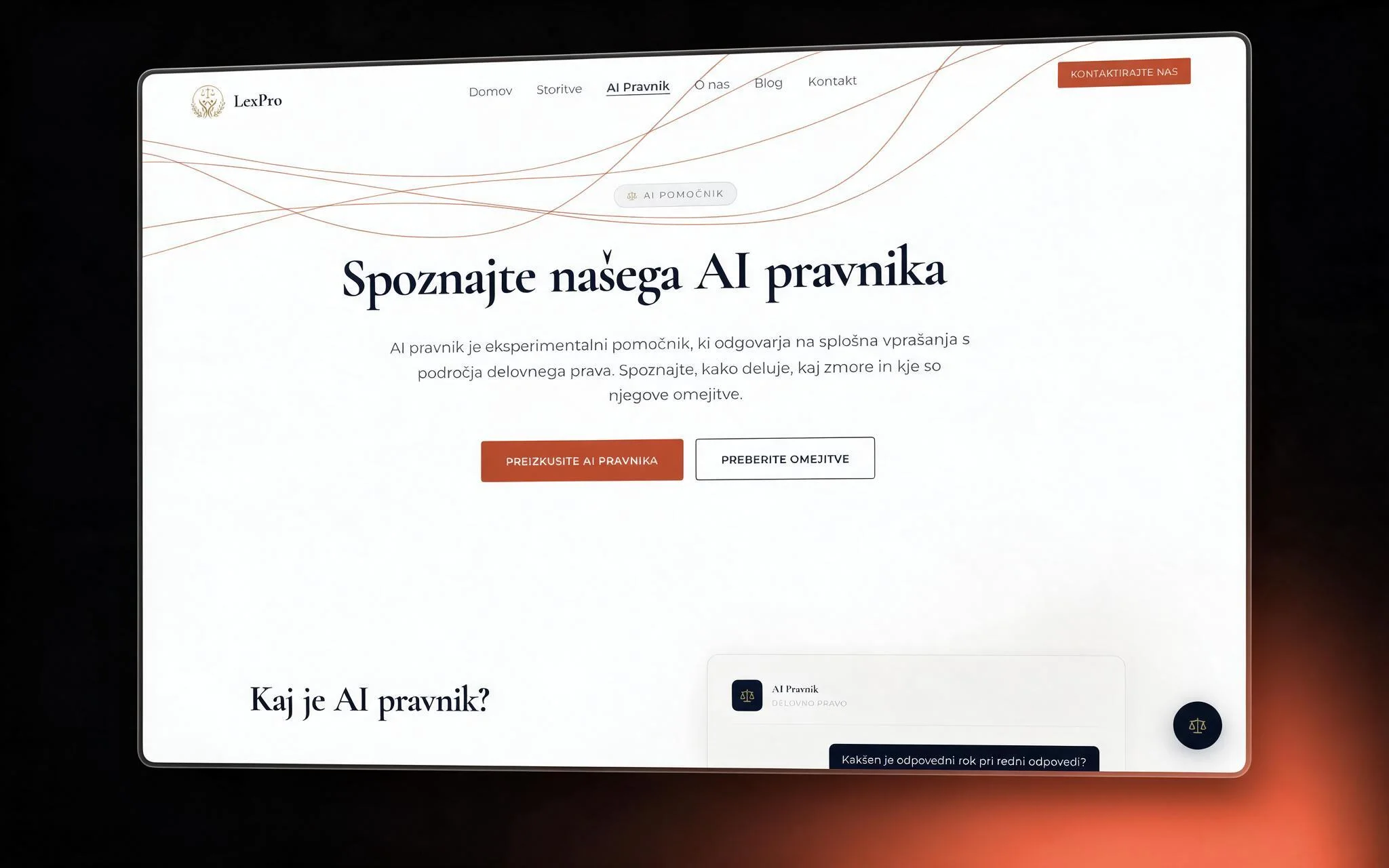 AI Pravnik landing page — try the assistant, or read its limitations