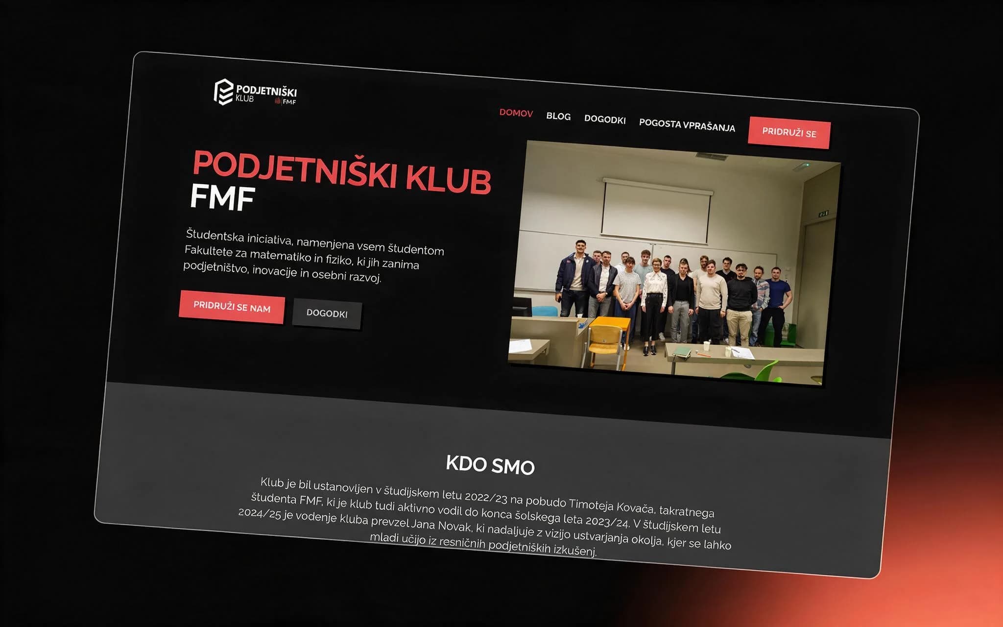 Podjetniški Klub, Website development
