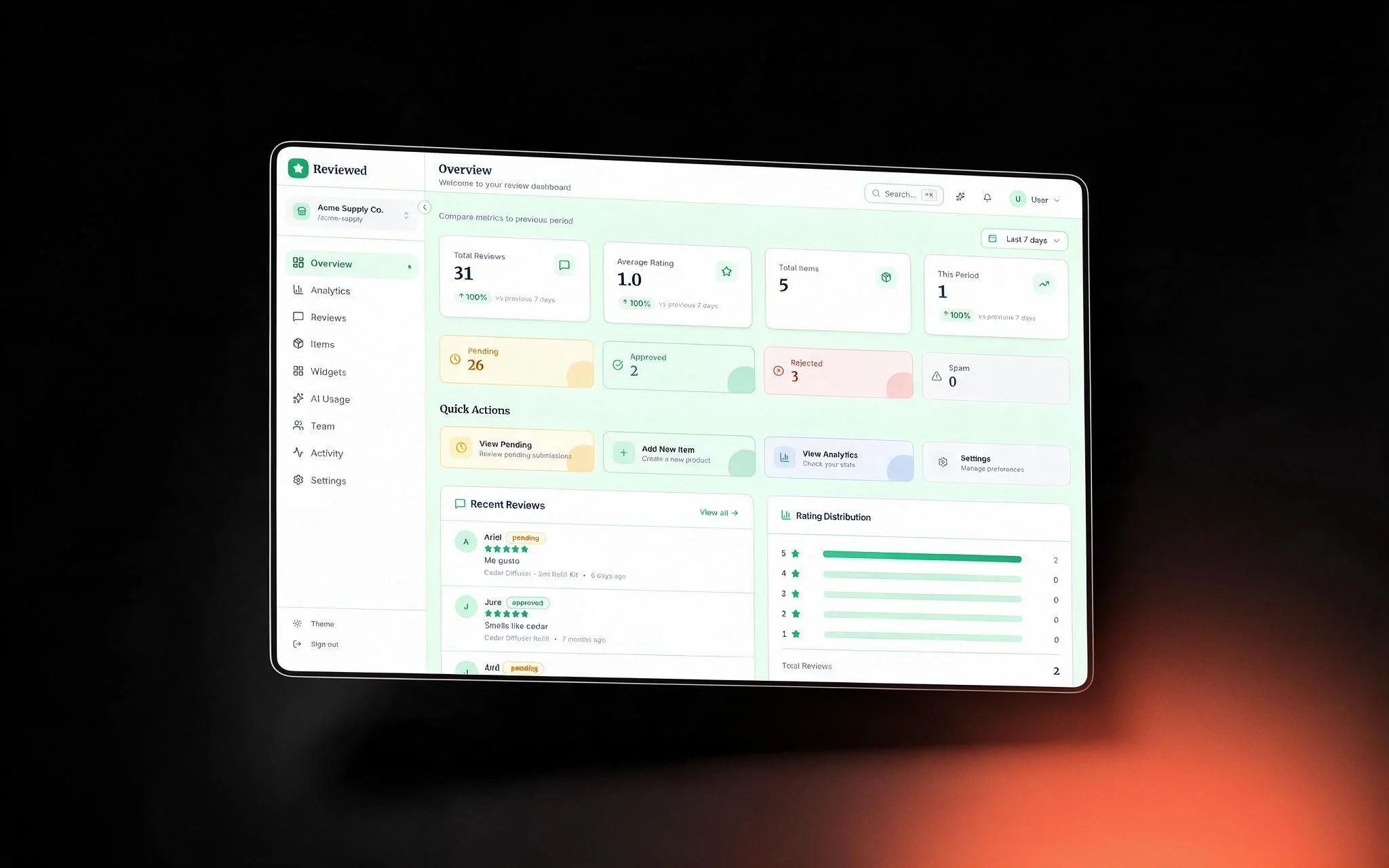 Reviewed, Web app development